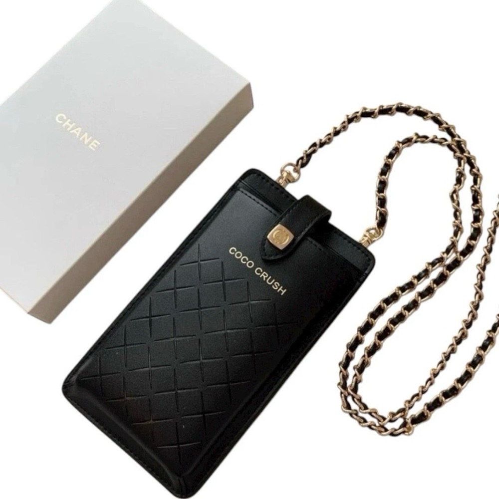 Chanel Coco Crush Black with Gold Accents Smartphone Holder Novelty Crossbody - Picture 3 of 8